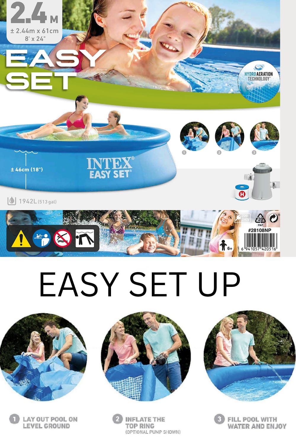 Piscina Intex Independiente 2,44 x 0,61 m