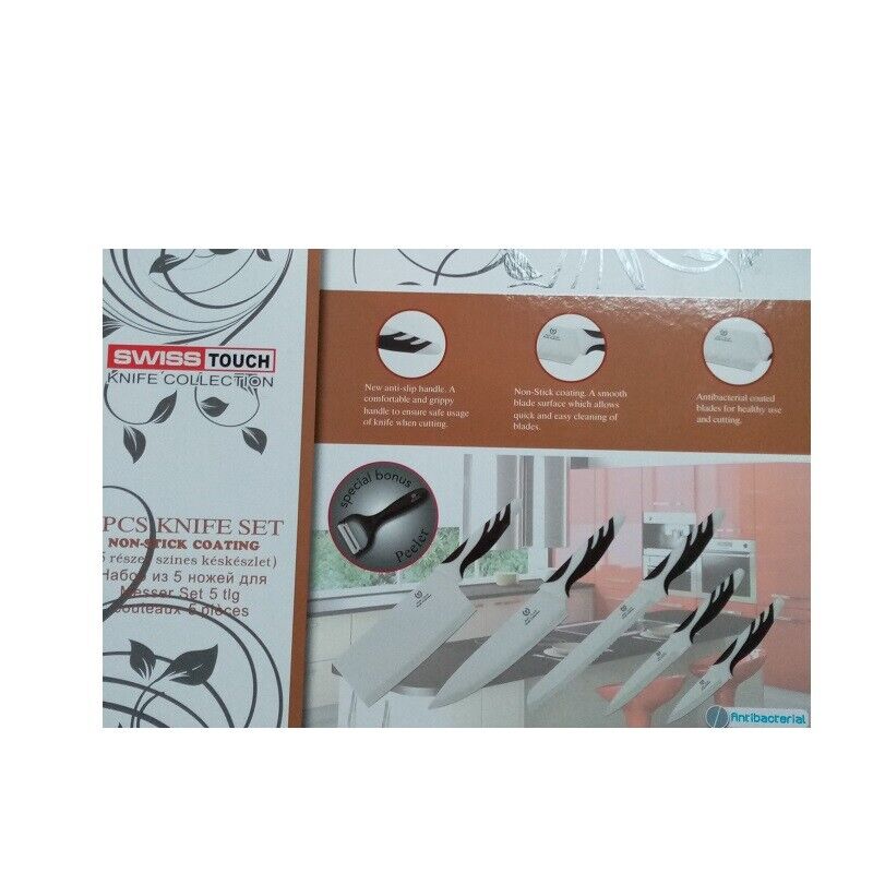 Juego De 5 Cuchillos Y Pelador Swiss Touch Con Esmalte Cerámico