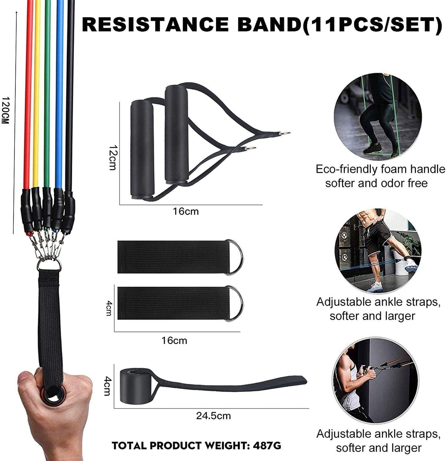 Bandas de Resistencia Elásticas Fitness Gomas Musculación Yoga Gym Hogar Set