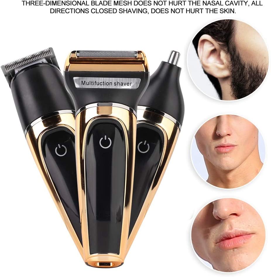 Máquina de corte de pelo eléctrica multifuncional 3 en 1 para afeitadora de barba, recortadora de precisión , cabeza de cuchilla de carga USB