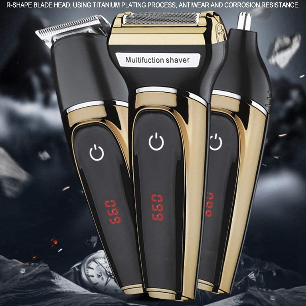 Máquina de corte de pelo eléctrica multifuncional 3 en 1 para afeitadora de barba, recortadora de precisión , cabeza de cuchilla de carga USB