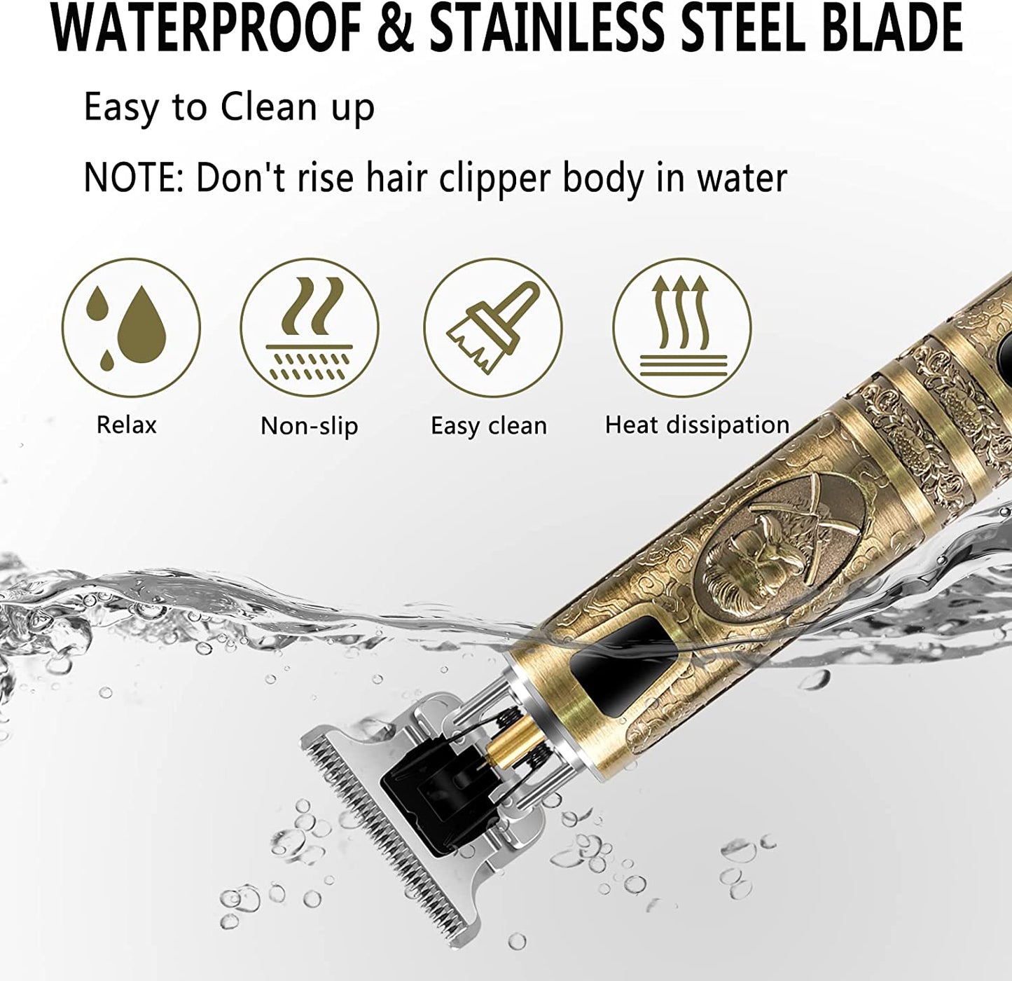 Máquina de Cortar Pelo Profesional, Cortapelos inalámbrico Hombre Cortador de Pelo Recargable con Hoja T, Recortadora de Barba con 4 Peines-guía para Uso de Hogar y Peluquería