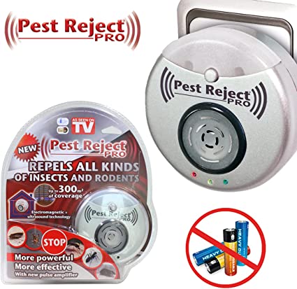Pest reject pro Ahuyentador Ultrasónico de Insectos, Pest Reject Pro Repelente Mosquitos, Roedores, Ahuyentador Insectos y cucarachas, Repelente electrónico, Cobertura 300m2