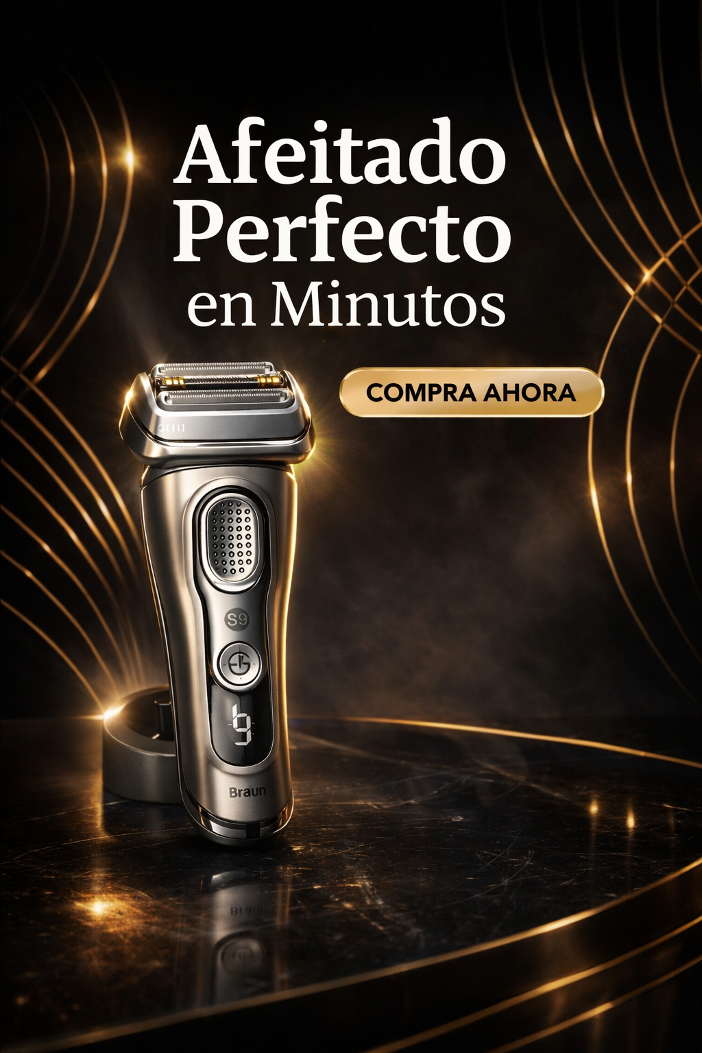 Afeitadora barba eléctrica inalámbrica Series 9 , seco y húmedo, autonomía hasta 60 min. Cuenta con 4+1 elementos de corte para capturar el vello de manera eficiente