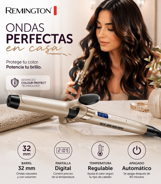 Rizador de pelo, Barril de 32 mm, Punta Fría, Pantalla digital, Temperatura regulable, Apagado automático de seguridad pasados 60 minutos