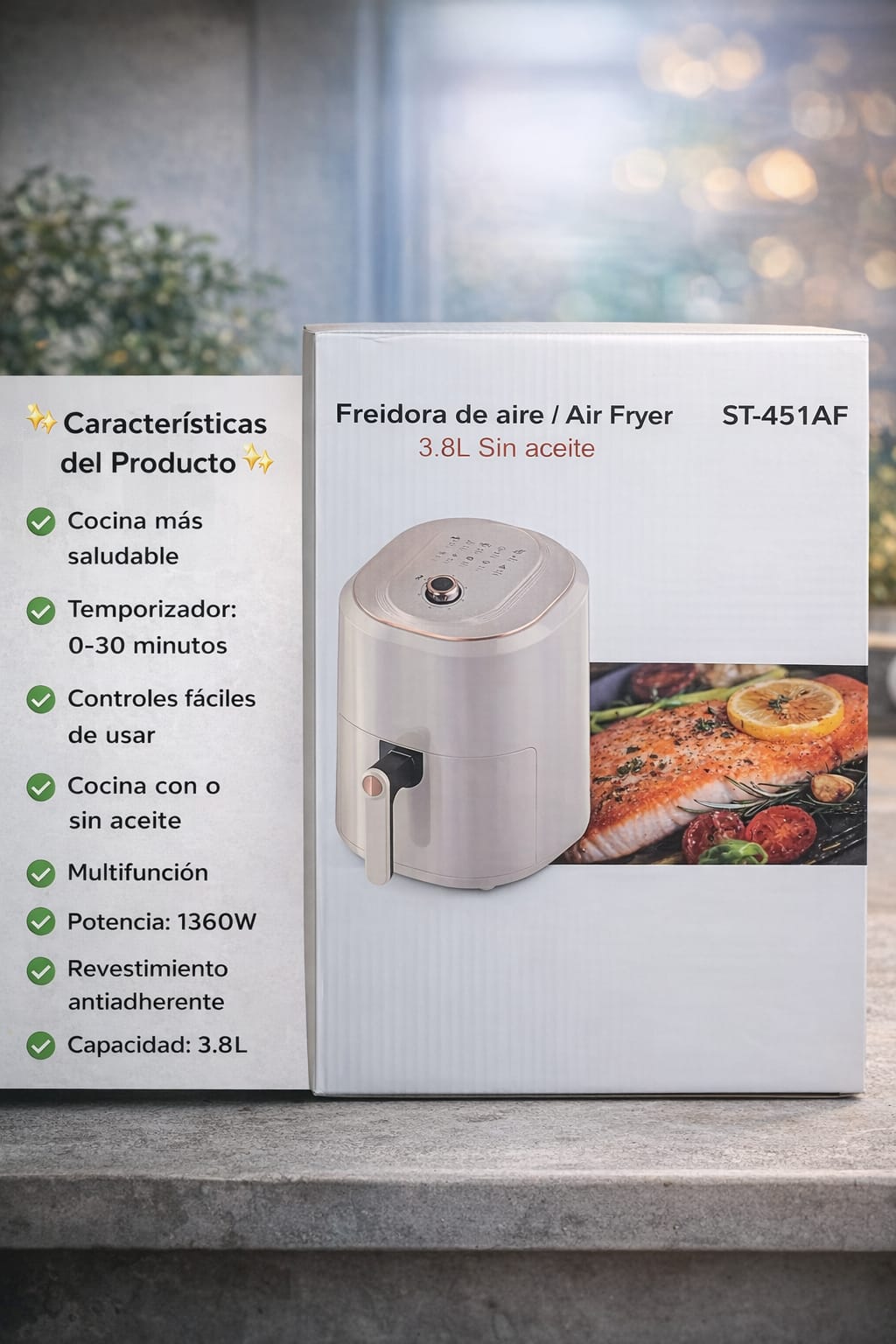 Freidora de Aire 3.8L – Cocina Saludable, Rápida y Sin Aceite
