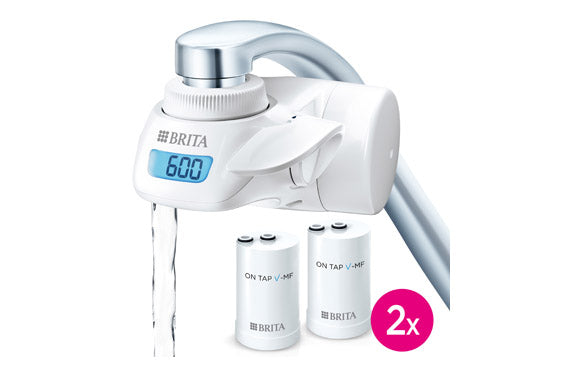 Sistema de filtrado de agua ON TAP  Pro V-MF incl. 2x cartucho filtrante  (600L) - para un 99,99% de agua libre  de bacterias, reduciendo PFAS, incl.  cuenta atrás digital LCD de capacidad