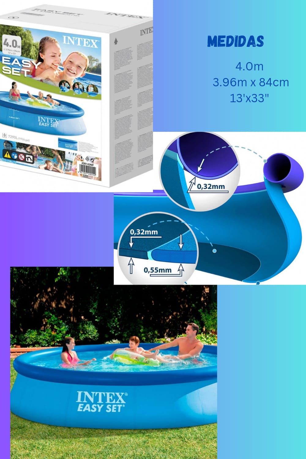 PISCINA HINCHABLE INTEX EASY SET 7.290 LITROS